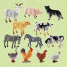 12 Pcs Miniature Farm Animal Figures Set, Miniatures Duck Goose, Hen, Pig, Dog, Chicken, Farm Life M
