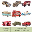 3D DIY Wood Puzzle Toy Cars, Wooden Vehicle Puzzles, Wooden Military Car, Racing Car, and Fire Engin