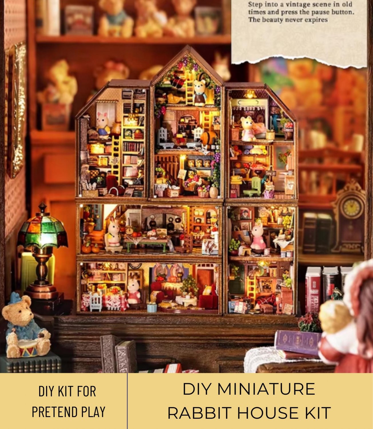 DIY Miniature Rabbit House Kit, DIY Miniature Rabbit House, Miniature Rabbit Apartment, Colorful Roo
