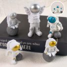 Miniature Astronaut Figurine Space Model Set, Gray Spaceman Figurine for Cake Decoration, Blue Space