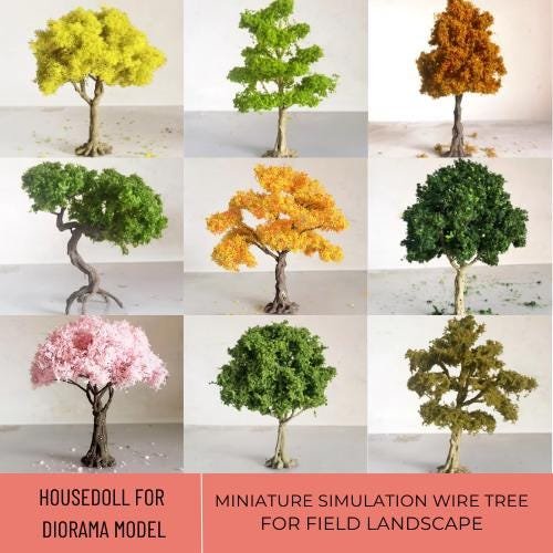 15Cm Miniature Wire Tree, Miniature Bonsai Tree and Maple, Miniature Pink Yellow Tree, Miniatur Baum