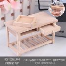 Miniature Table Wood With Drawers, Mini Table Furniture Accessories Dollhouse, Miniature Office Desk
