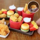 Miniature Fast Food Set, Tiny Chicken & Hamburger 1/12 Scale, Miniature Food Props, Fried Chicken Se