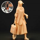 1Pc Unpainted Miniature Woman with Hat & Coffee, Elegant Workday Figurine, Miniature Businesswoman, 