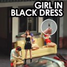 1Pc Elegant Long Hair Girl Miniature, Girl in Black Dress Figurine 1/64, Long Hair Girl Statue, Fash