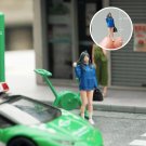 1Pc Blue Hoodie Girl Miniature, Stylish Casual Figurine 1/64, Blue Hoodie Fashion Figure, Miniature 