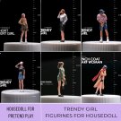 1Pc Miniature Stylish Women, Girl Fashion Figurines, Business Woman, Photographer, Women Coat, Golf,