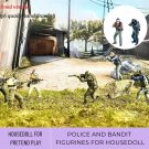Miniature Figurine Police Chase Scene, Miniature Police vs Thief, Action Diorama Set, Bandit Getaway