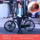 Miniature Man and Bike, Miniature Cyclist Figurine  1:64, Miniature Bicycle Rider, Cyclist Action Fi