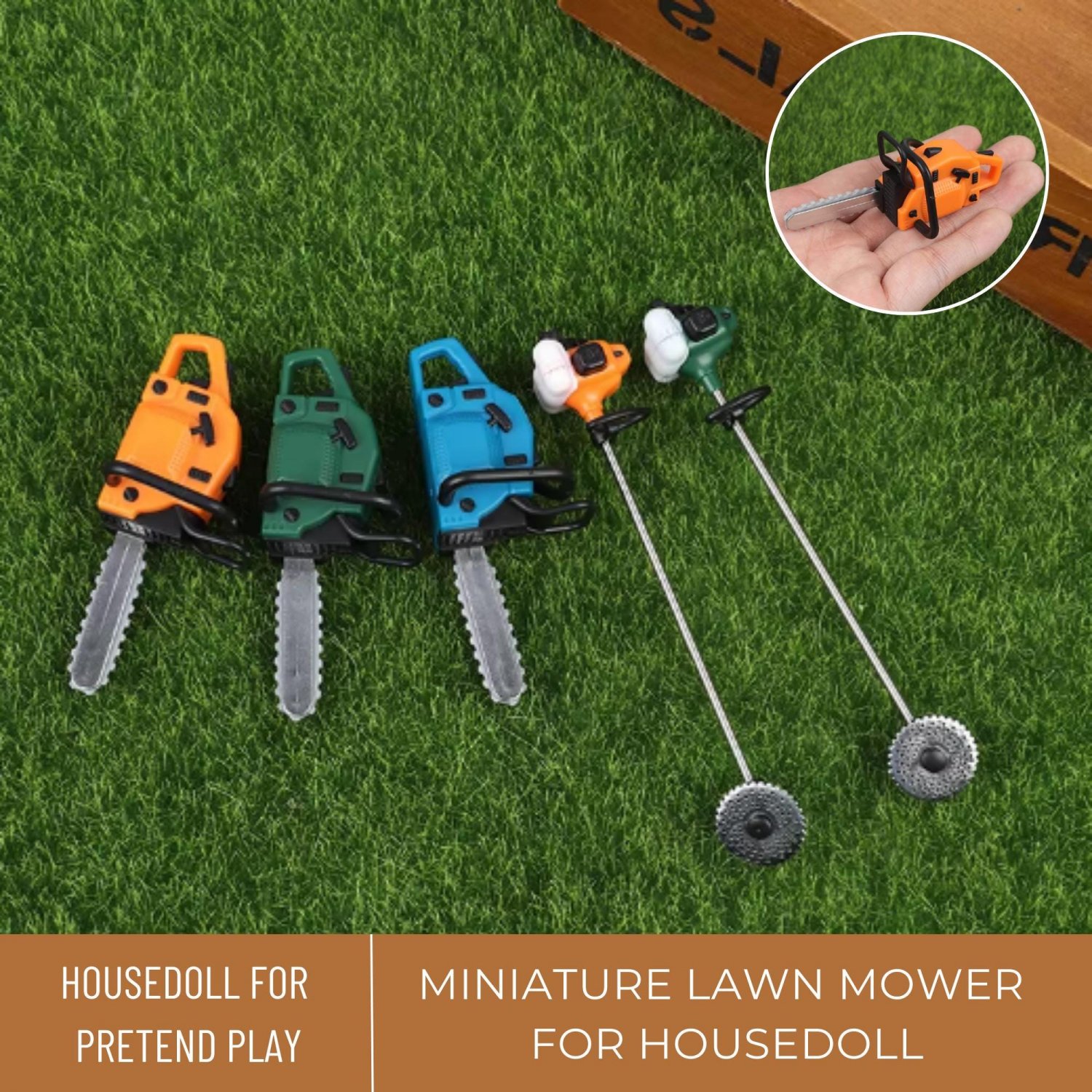 1Pc Miniature Lawn Mower, Miniature Tool Saw, Miniature Chain Saw Lawn Mower, Mini Garden Decor, Min