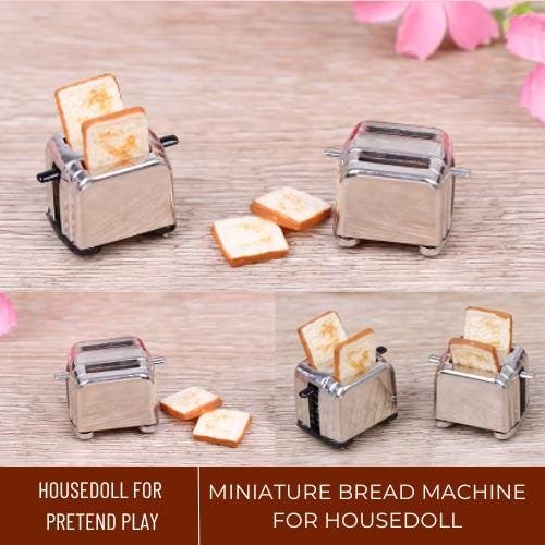 1Pc Miniature Bread Machine, Mini Toaster for House Doll, Miniature Kitchen Furniture, Miniatur Brot