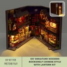 DIY Miniature Chinese Bookshelf with Lanterns Kit, Miniature Bookshelf, Wooden Miniature House Build