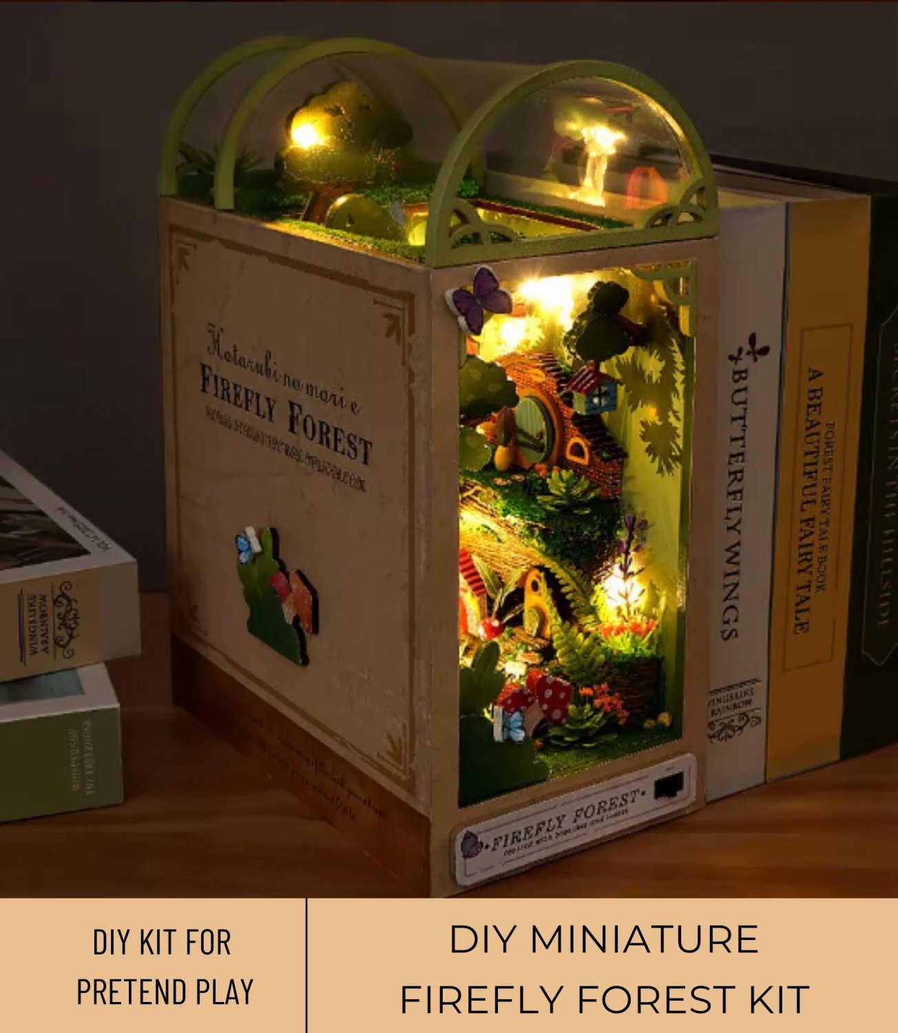 DIY Miniature Firefly Bookshelf, Miniature Forest Fairyland, DIY Book Nook Kit, Miniatur Garten Gl&Atilde;&frac14;