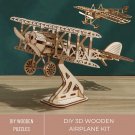 3D DIY Wooden Airplane Puzzle, Retro Plane Wood Puzzle, DIY Mechanical Craft Kit, Wooden Airplane Pu