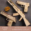 DIY 3D Wood Puzzle Rubber Band Gun Kit, Wooden Mechanical Toy, Wooden Gun Puzzle, DIY Mechanical Cra