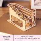 3D DIY Wood Puzzle Spiral Marble Run Kit, 3D Craft Kit for Builders, Wooden Spiral Track Craft Kit, 