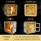 3D DIY Wood Puzzle Castle Night Lights Box, Deer Design Box Night Light, Wooden Cat Night Light, Des