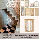 1 Pc Miniature Door and Window, Miniature Door for Doll Home Decor, Mini Window Square, Dollhouse De
