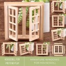 1 Pc DIY Miniature Window Door for Doll Home, Mini Window 16 Grids Square, DIY Miniature Wooden Wind