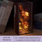 DIY Miniature Bookshelf Chinese Food Street Kit, Miniature Food, Wooden Chinese Food Street Bookstor