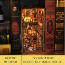 DIY Miniature Magic Bookshelf Kit, Miniature Magic Books Tools, Miniature Bookshelf with Music Box, 
