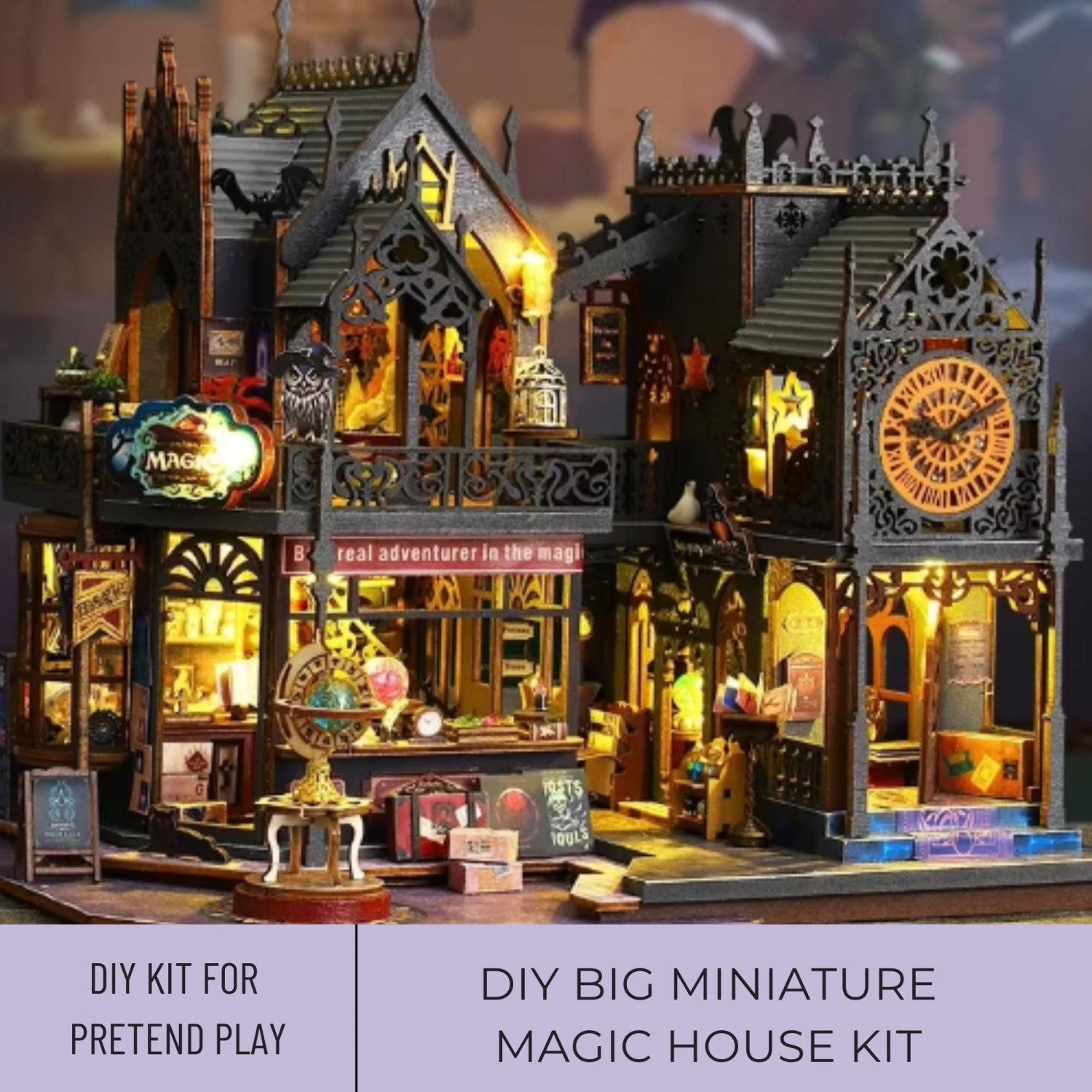 Super Big DIY Miniature Magic Home Kit, Mystical DIY Miniature Kit, Wooden Dollhouse Magic House, Ma