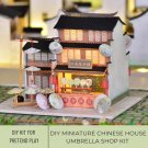 DIY Miniature Chinese House and Umbrella Shop Kit, Miniature Shop Paper Umbrellas, Chinese House Min