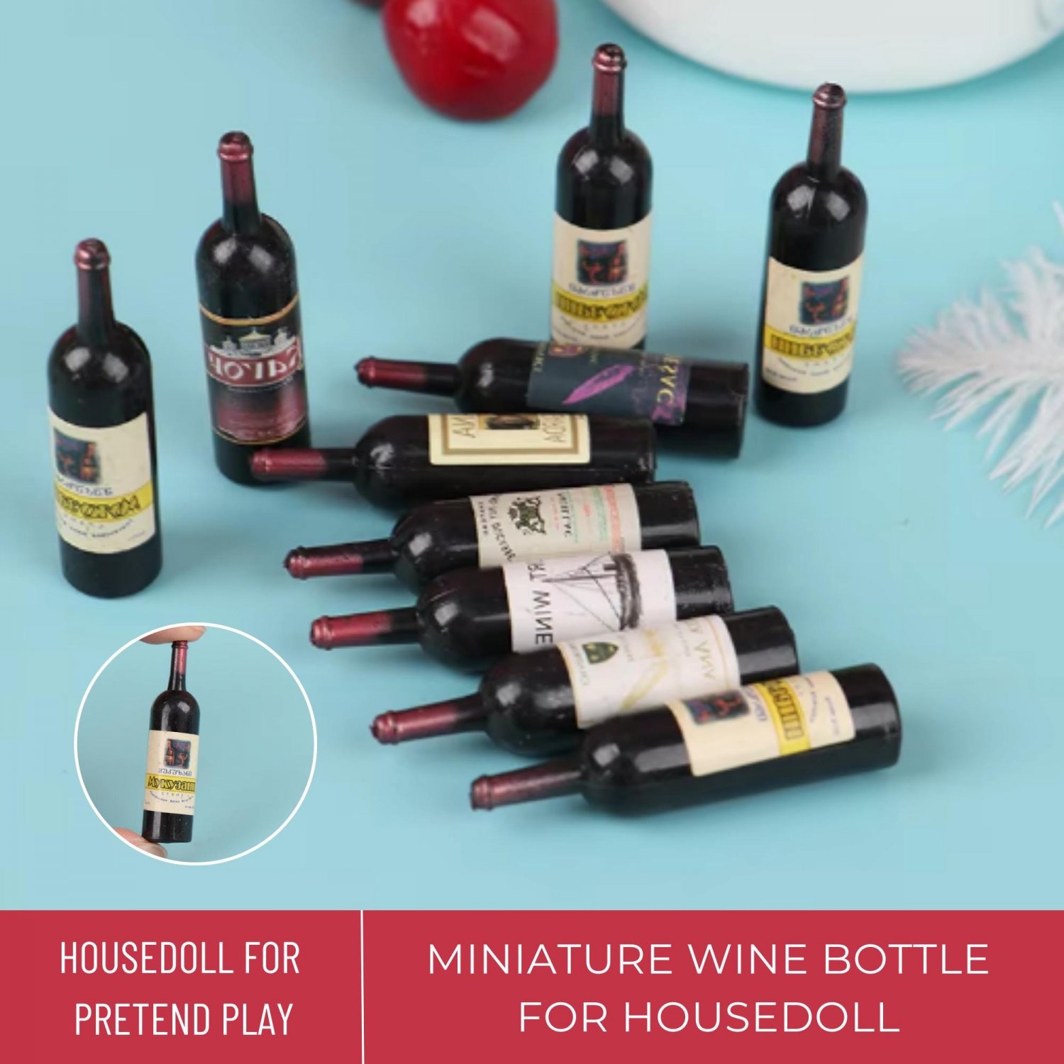 10Pcs Miniature Bottle Wine, Miniature Black Bottle, Miniature Supermarket Accessories, Mini Bottle,
