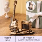 DIY 3D Wooden Puzzle Electric Guitar Kit, Wooden Guitar Puzzle, Miniature Wooden Guitar, 3D Wooden G