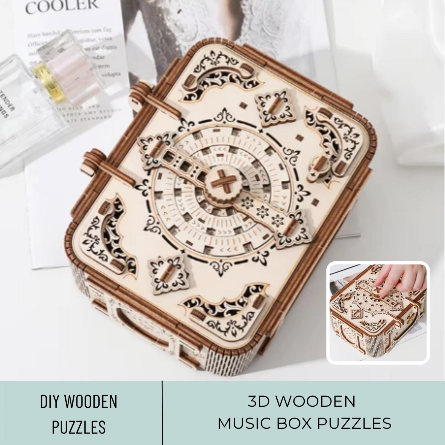DIY 3D Wooden Code Music Box Kits Treasure Password Case, Random Musical, Kid Brain Teaser Puzzle Bo
