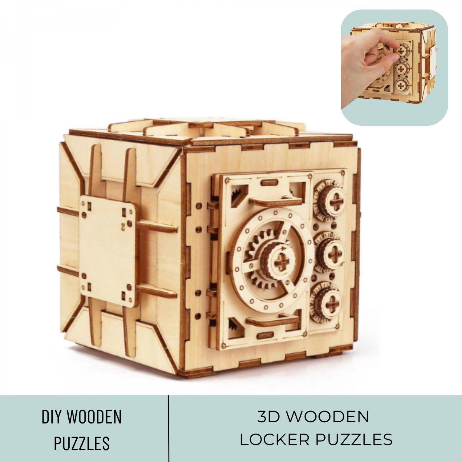 DIY 3D Wooden Code Music Box Treasure Password Case, Random Musical, Cluebox, Kid Brain Teaser Puzzl