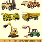 DIY 3D Wooden Engineering Trucks Kit, Miniature Engineering Vehicle Model Kit, 3D Wooden Puzzle for 