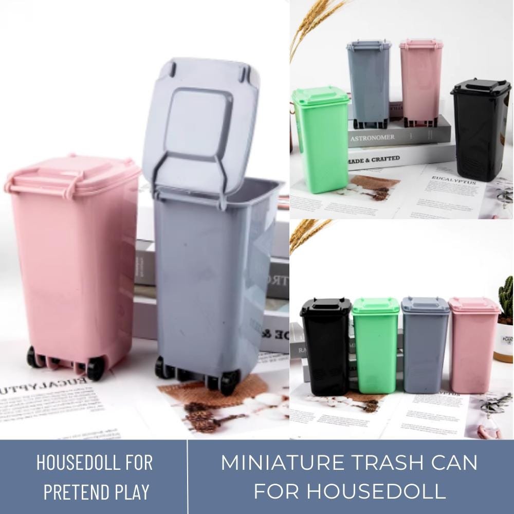 1 Pc Miniature Trash Can, Miniature Storage Bucket, Trash Desk, Mini Waste Bins With Lid, Poubelle M