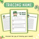 Dino Boy Tracing Name Worksheets, Tracing Name Template, Tracing Names For Prek, Practice Tracing Na