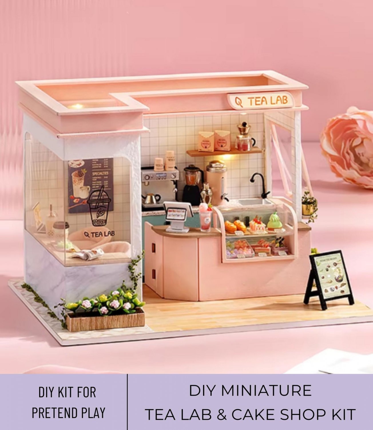 DIY Miniature Tea & Coffee Shop Kit, Miniature Tea House and Bakery, Miniature Bread Cake Shop, Tiny