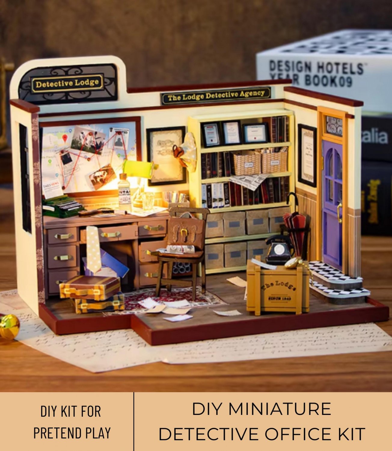 DIY Miniature Detective Room Kit, Miniature Detective Agency, Miniature Crime Solver&acirc;��s Room, Mini 
