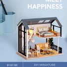 DIY Miniature Modern House Kit, Simple Bedroom and Living Room Kit, DIY Two-Story Simplicity House, 
