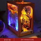 DIY Miniature Snowy Christmas Bookshelf, Miniature Snowy City, Craft Miniature Christmas Wonderland,
