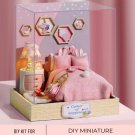 DIY Miniature Pink Bedroom Kit, Adorable Rabbit Bedroom, Miniature Bunny Bedroom, Decoration With Fu