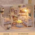 DIY Miniature Living Room with Swing Kit, DIY Miniature Bedroom Kit, Mini Room with Cat, Dollhouse B