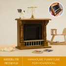 1Pc Miniature Fireplace, Miniature Wooden Furniture, Mini Fireplace For Doll House Decor, Kids Prete