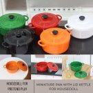 1Pc Miniature Pot Boiler Pan With Lid Kettle, Miniature Red Utensil Pot, Miniature Orange Pan For Do
