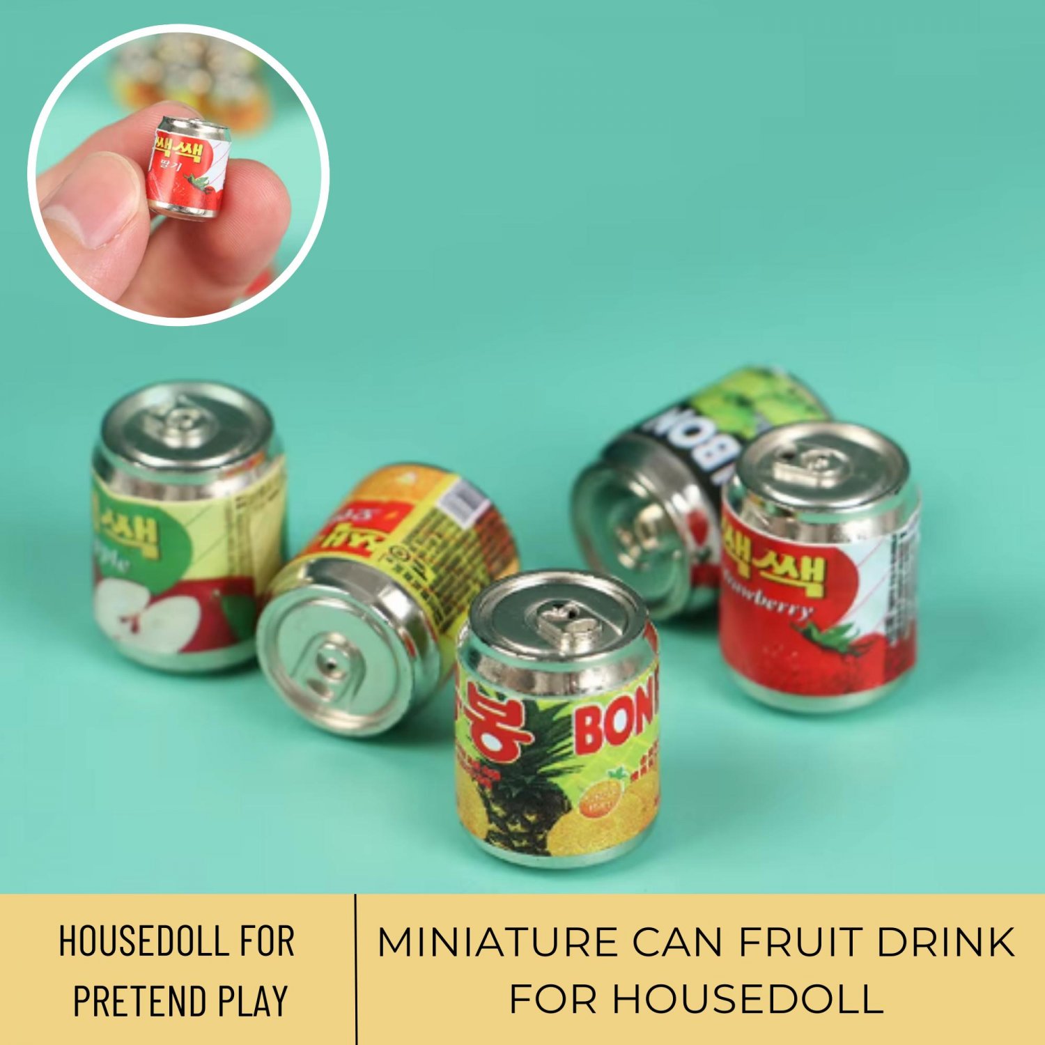 5Pcs Miniature Fruit Drink, Miniature Fruit Drink Can, Miniature Bottle For Doll House Decoration, M
