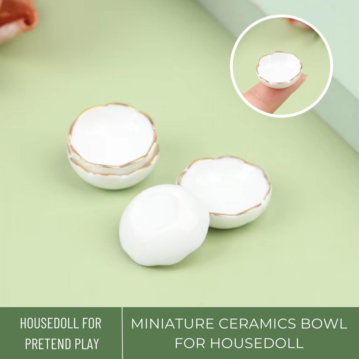 4Pcs Miniature White Ceramics Bowl, Miniature Dishes For Kitchen Doll House, Miniature Vintage Ceram