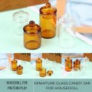 Miniature Glass Candy Jar, Miniature Bean Storage, Mini Brown Glass Jar Kitchen Toy Decor, Miniature