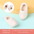 1Pair Miniature Wooden Shoes, Mini Doll Shoes, Miniature Slippers for Doll Fashion, Miniature Wooden