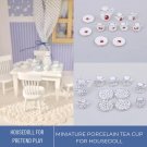 15Pcs Miniature Porcelain Tea Cup Set, Miniature Ceramic Tea Cup, Mini Flower Tea Cup for Dollhouse 