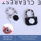 1Pc Miniature Chain Bag, Leather Miniature Black Bag, White Handbag for Doll Accessories, Mini Handb