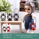 1Pc Miniature Vintage Kerosene Lamp, Horse Lamp Model For Doll Furniture, Black Red Portable Mini Ke