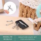 1 Set Miniature Knife Set, Mini Scissor, Cooking Utensils With Holder for Dollhouse Decor, Miniature